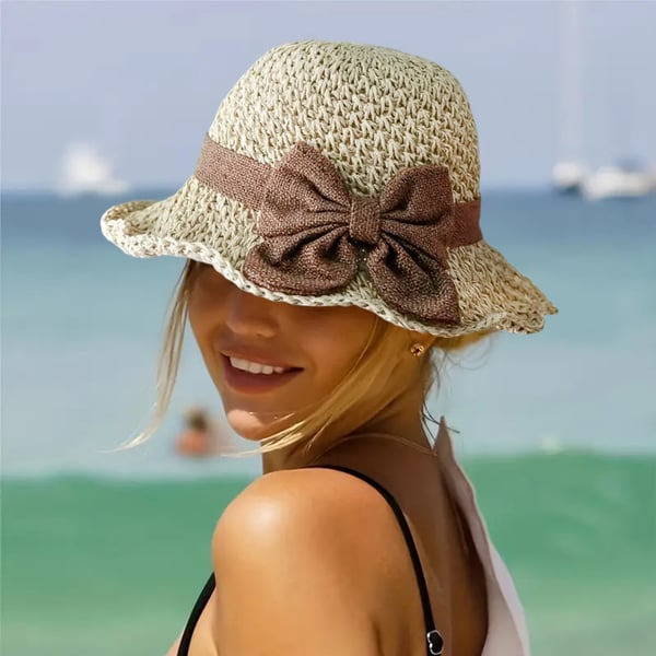 🎀 50 % RABATT 👒 | Strohhut mit Retro-Schleife – Faltbar & atmungsaktiv für den Sommer