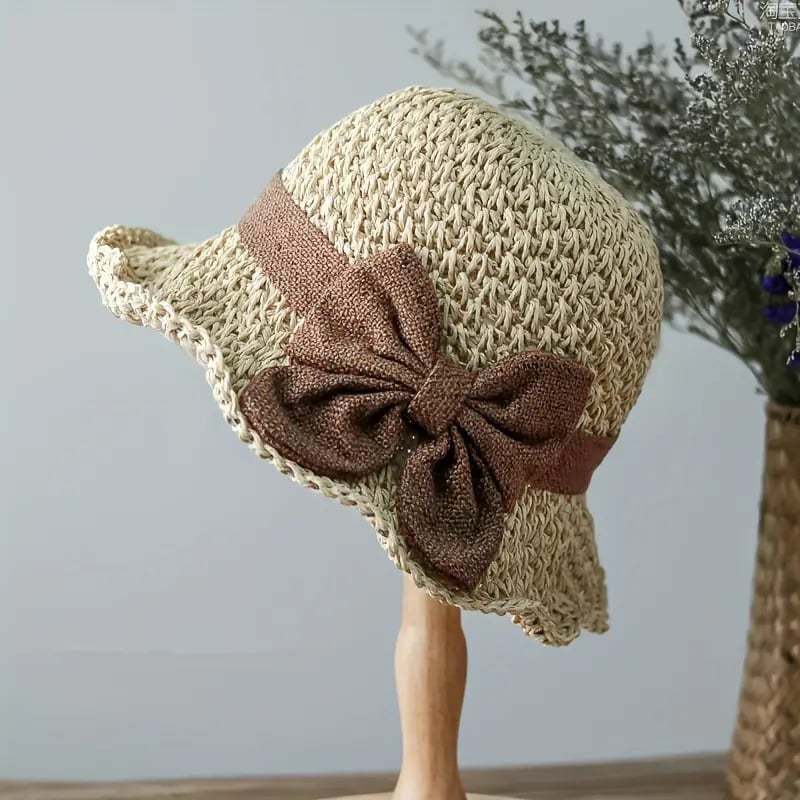 🎀 50 % RABATT 👒 | Strohhut mit Retro-Schleife – Faltbar & atmungsaktiv für den Sommer