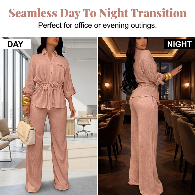 📢📢50%Rabatt!!!🎉🌸 Damen Kordelzug-Shirt & Weithosen-Set – Bequem, Vielseitig & Perfekt Für Einen Lässigen Look 💃