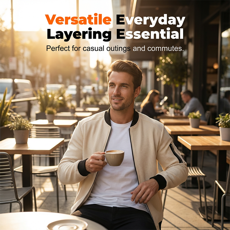 🔥 Lässige Waffeljacke für Herren – atmungsaktiv, elastisch, mit praktischen Ärmeltaschen✨