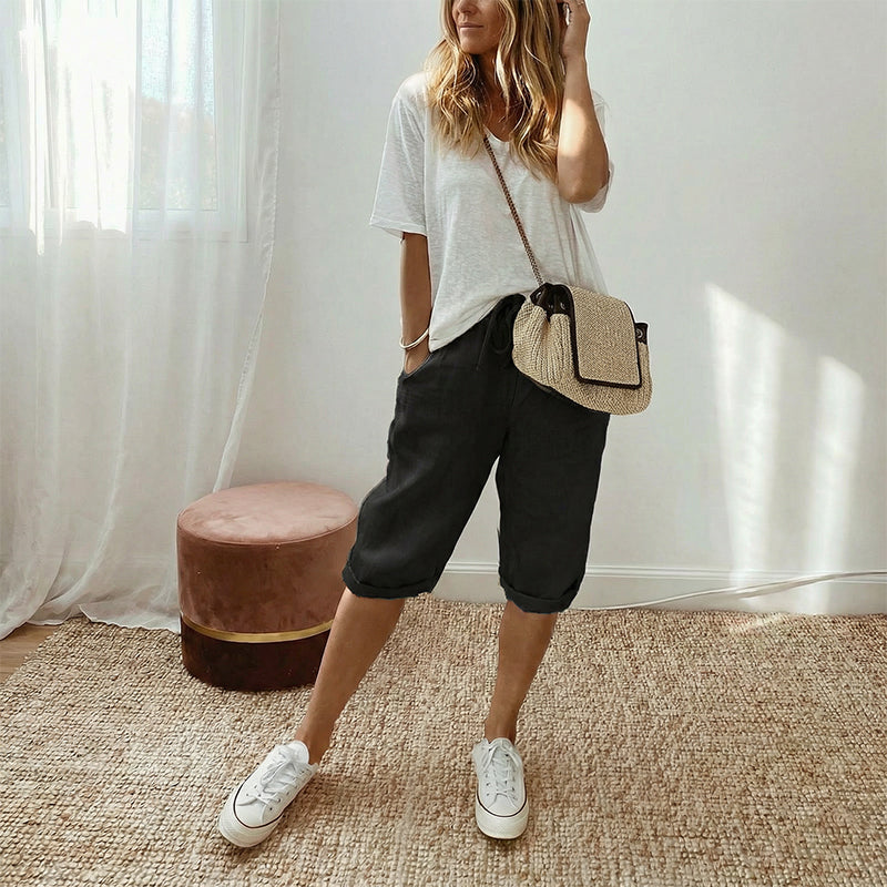 🔥🔥 2026 NEU 🥳💞 50K+ VERKAUFT! ⚡👖Lässige Caprihosen aus Baumwoll-Leinen für Damen