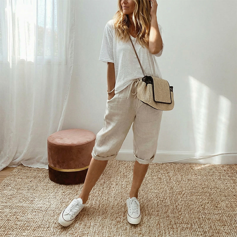 🔥🔥 2026 NEU 🥳💞 50K+ VERKAUFT! ⚡👖Lässige Caprihosen aus Baumwoll-Leinen für Damen