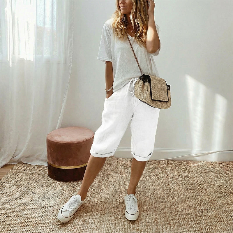 🔥🔥 2026 NEU 🥳💞 50K+ VERKAUFT! ⚡👖Lässige Caprihosen aus Baumwoll-Leinen für Damen