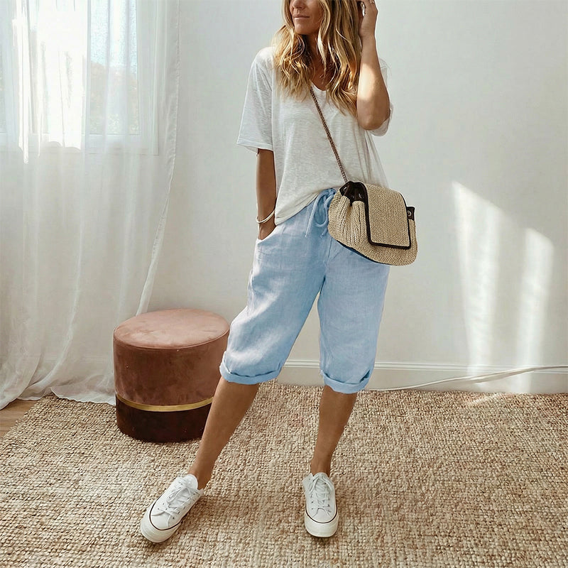 🔥🔥 2026 NEU 🥳💞 50K+ VERKAUFT! ⚡👖Lässige Caprihosen aus Baumwoll-Leinen für Damen