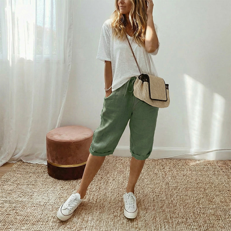 🔥🔥 2026 NEU 🥳💞 50K+ VERKAUFT! ⚡👖Lässige Caprihosen aus Baumwoll-Leinen für Damen