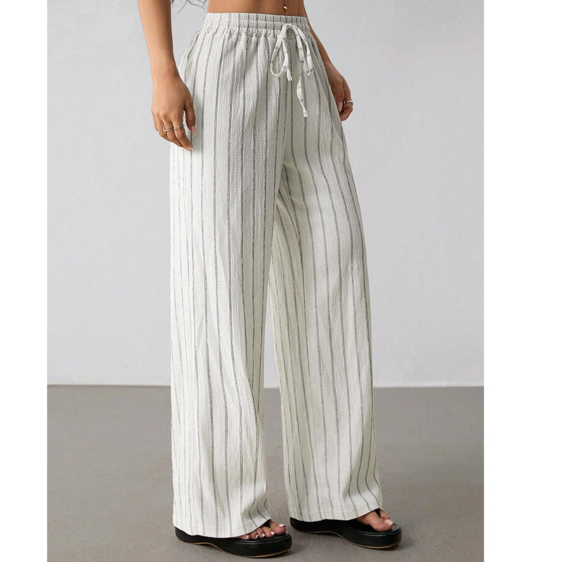 ✨Sommer-Sonderangebot 50% RABATT!🌸 Bequeme Freizeithose im Lounge-Stil – gestreiftes Muster, elastischer Bund, perfekt für Zuhause, Strand oder Urlaub, kombinierbar mit vielen Oberteilen 👖