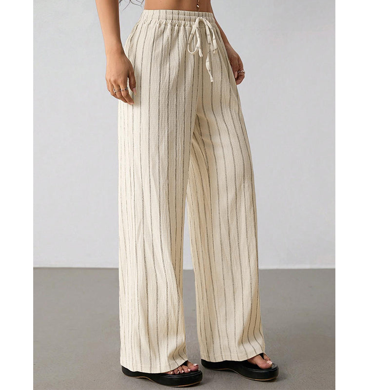 ✨Sommer-Sonderangebot 50% RABATT!🌸 Bequeme Freizeithose im Lounge-Stil – gestreiftes Muster, elastischer Bund, perfekt für Zuhause, Strand oder Urlaub, kombinierbar mit vielen Oberteilen 👖