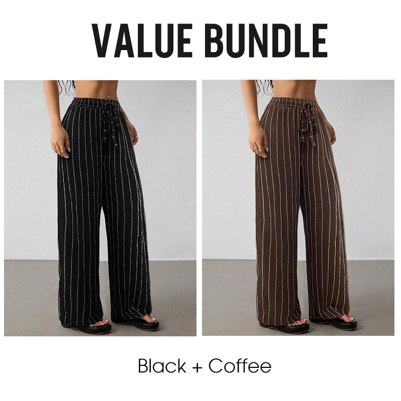 ✨Sommer-Sonderangebot 50% RABATT!🌸 Bequeme Freizeithose im Lounge-Stil – gestreiftes Muster, elastischer Bund, perfekt für Zuhause, Strand oder Urlaub, kombinierbar mit vielen Oberteilen 👖