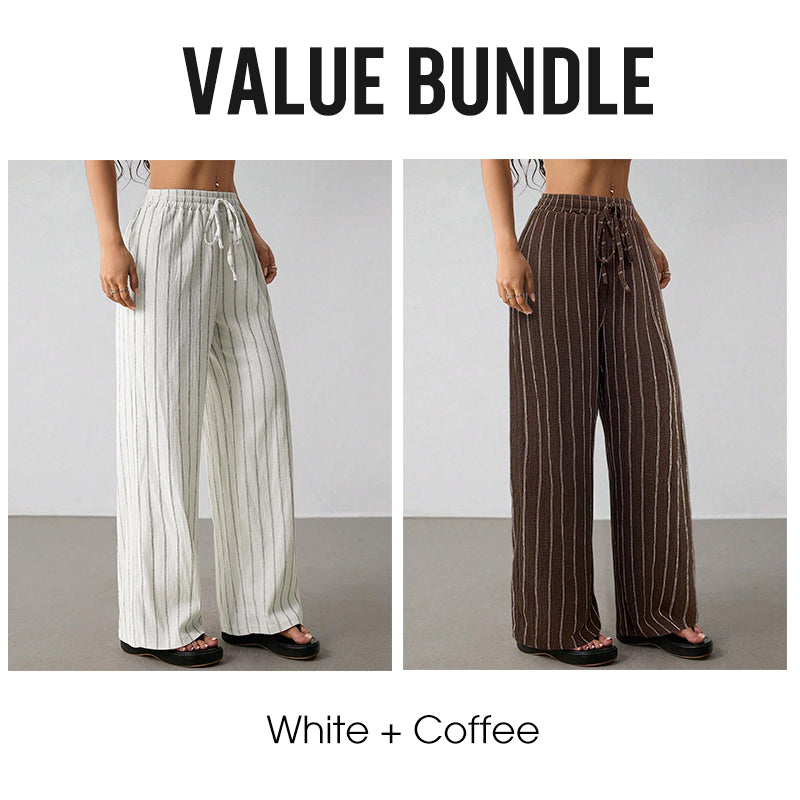 ✨Sommer-Sonderangebot 50% RABATT!🌸 Bequeme Freizeithose im Lounge-Stil – gestreiftes Muster, elastischer Bund, perfekt für Zuhause, Strand oder Urlaub, kombinierbar mit vielen Oberteilen 👖
