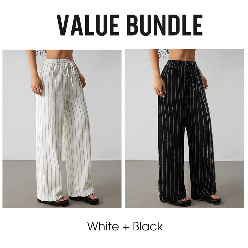 ✨Sommer-Sonderangebot 50% RABATT!🌸 Bequeme Freizeithose im Lounge-Stil – gestreiftes Muster, elastischer Bund, perfekt für Zuhause, Strand oder Urlaub, kombinierbar mit vielen Oberteilen 👖
