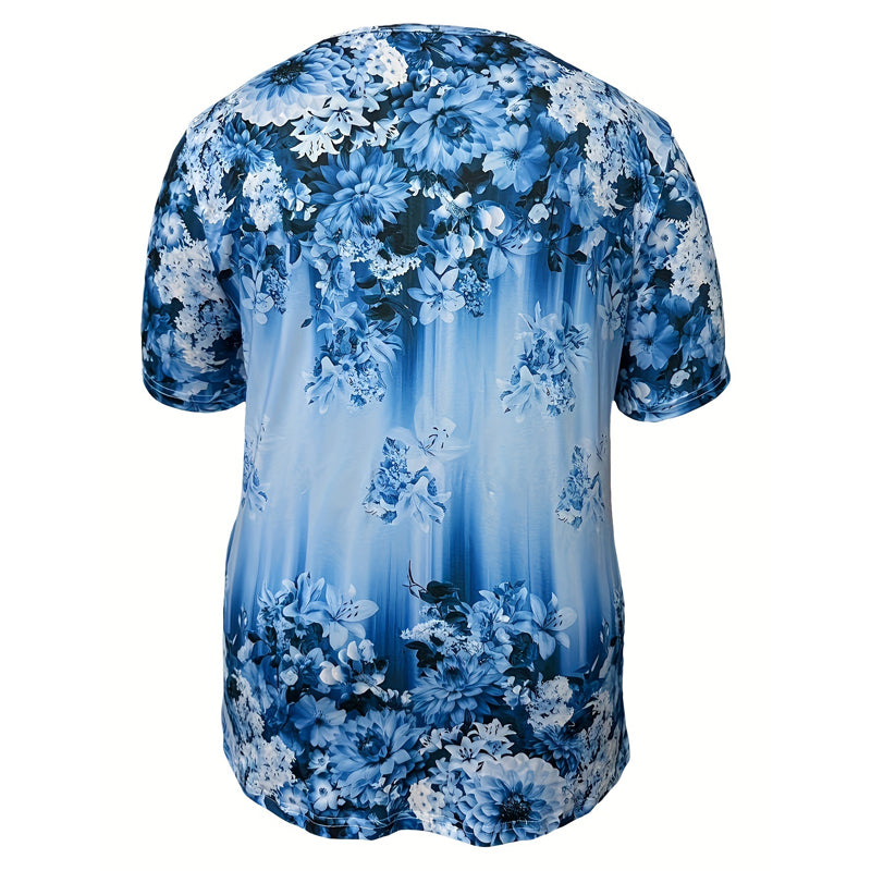 👚 58% RABATT! 🌸 Elegantes Damen-Kurzarmoberteil mit Blumendruck – Leichter Stoff, Romantisches Design & Perfekt Für Warme Tage ☀️