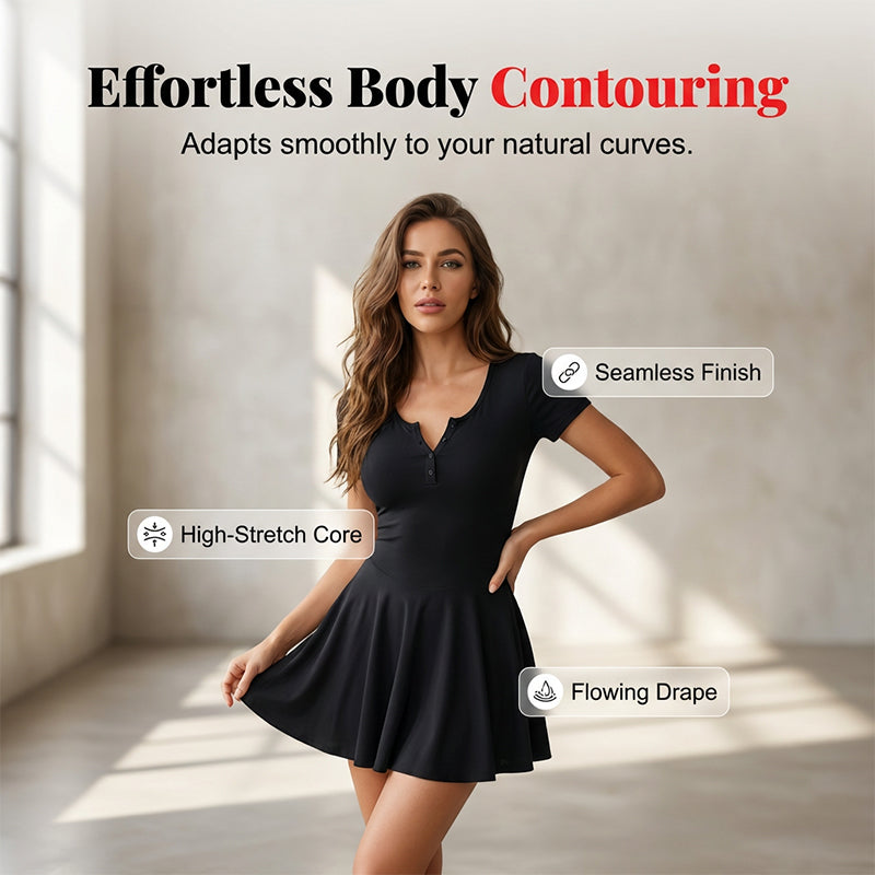 Kurzärmeliges A-Linien-Minikleid für Damen