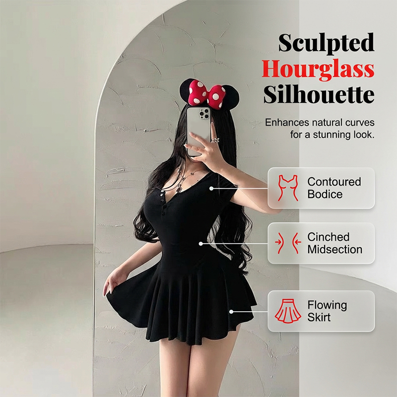 Kurzärmeliges A-Linien-Minikleid für Damen