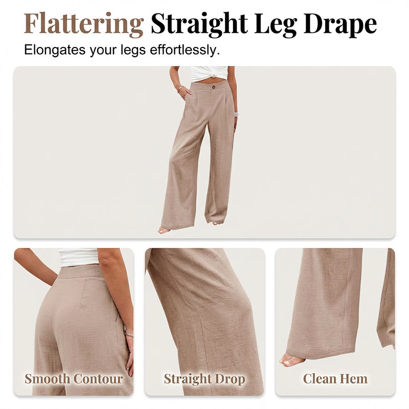 ☁️Weiche Damen-Haushose🌿Hoher Bund lockere Weitbein Hose