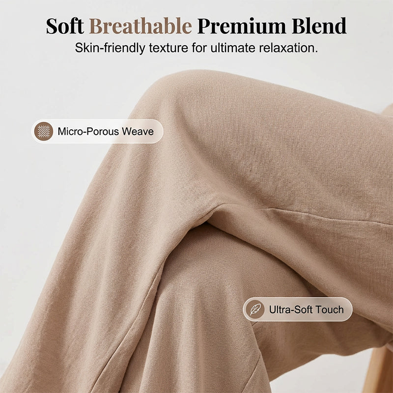 ☁️Weiche Damen-Haushose🌿Hoher Bund lockere Weitbein Hose