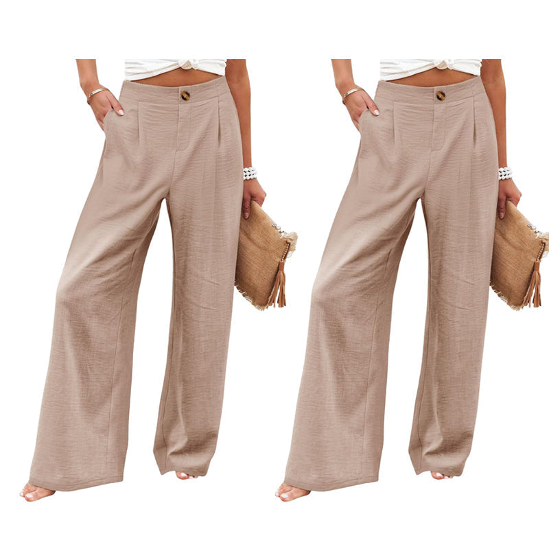 ☁️Weiche Damen-Haushose🌿Hoher Bund lockere Weitbein Hose