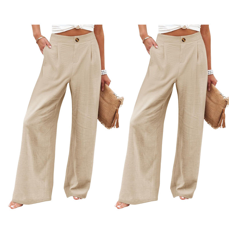 ☁️Weiche Damen-Haushose🌿Hoher Bund lockere Weitbein Hose