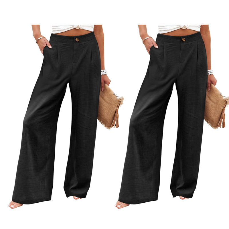 ☁️Weiche Damen-Haushose🌿Hoher Bund lockere Weitbein Hose