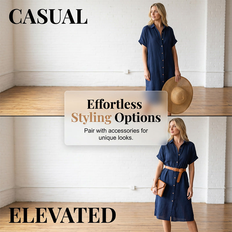 🌸Kurzärmeliges Hemdkleid für Damen – Ihr neues Must-have für die Garderobe ✨