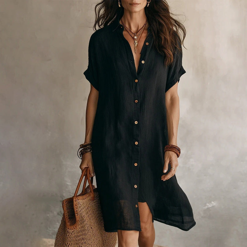 🌸Kurzärmeliges Hemdkleid für Damen – Ihr neues Must-have für die Garderobe ✨
