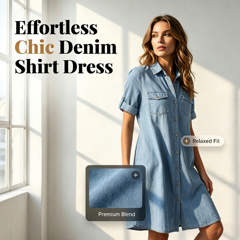 🔥 Zeitlich begrenzter Sale – Bis zu 55 % Rabatt🔥 Lässiges Jeanskleid für Damen