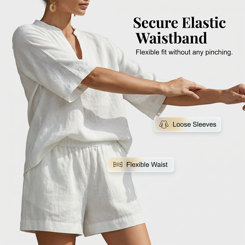 🔥 SOMMER DEAL: -50% 💫 Damen 2-teiliges Set 👚 V-Ausschnitt Top + Shorts – weich, leicht & super komfortabel 🌿