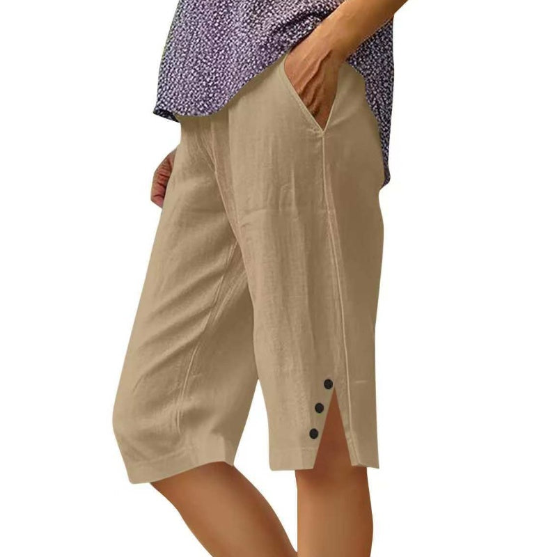 ⏳🔥 NUR KURZE ZEIT: -50% 💥 Einfarbige Damen-Caprihose mit Seitentaschen – bequem, stilvoll & perfekt für den Sommer ☀️
