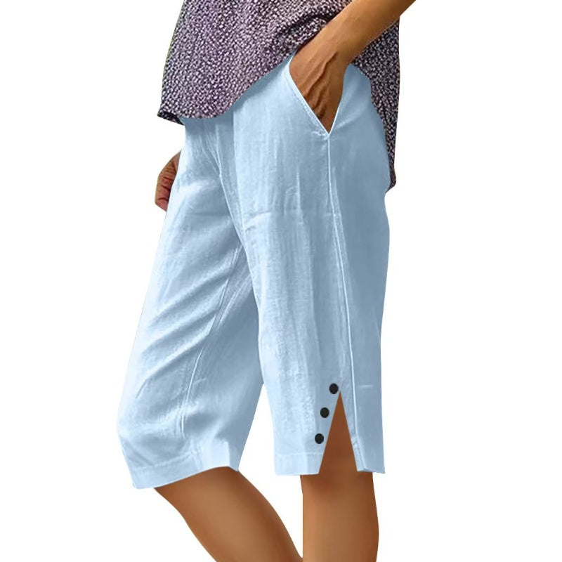 ⏳🔥 NUR KURZE ZEIT: -50% 💥 Einfarbige Damen-Caprihose mit Seitentaschen – bequem, stilvoll & perfekt für den Sommer ☀️
