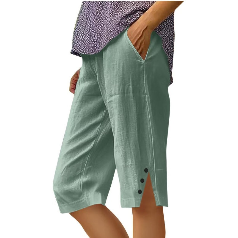 ⏳🔥 NUR KURZE ZEIT: -50% 💥 Einfarbige Damen-Caprihose mit Seitentaschen – bequem, stilvoll & perfekt für den Sommer ☀️