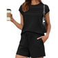 Damen-Pintuck-T-Shirt & Schnürhosen 2-teiliges Set