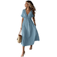 👗 JETZT 50% RABATT! 🌸 Damen Sommer-Kleid mit V-Ausschnitt und Bindeband vorne, Midi-Länge – Empire-Taille, fließende A-Linie & atmungsaktive Baumwollmischung ☀️