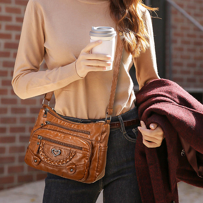 👜Damen Crossbody-Tasche aus weichem PU-Leder – mit mehreren Fächern – leicht, praktisch & vielseitig – ideal für Alltag & Reisen👜✨
