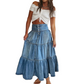 💙 50% RABATT! 👗 Damen Hochbund Stufenrock A-Linie Denim Maxirock – Figurumschmeichelnd, müheloser Chic & perfekt für jeden Tag