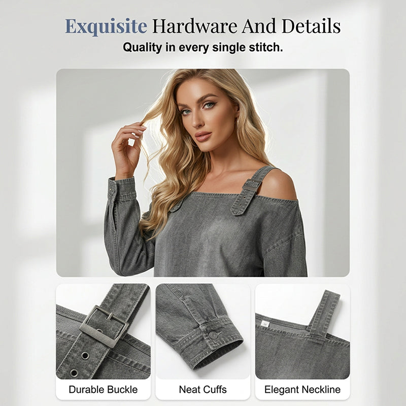 👕✨ 50% RABATT! Damen Denim-Top mit breiten Trägern & Off-Shoulder-Ausschnitt – Lässig, sommerlich & perfekt für heiße Tage ☀️