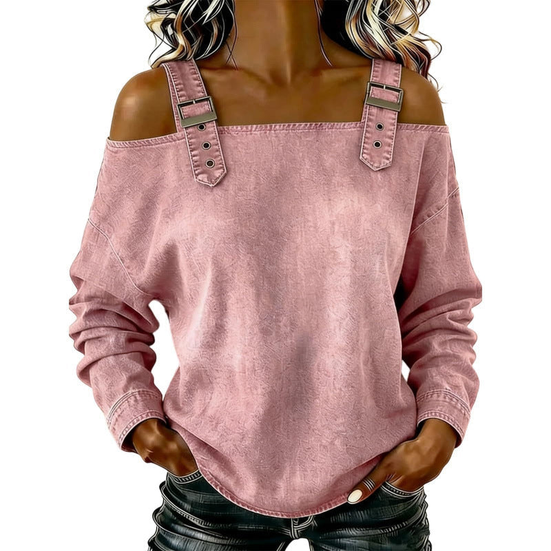 👕✨ 50% RABATT! Damen Denim-Top mit breiten Trägern & Off-Shoulder-Ausschnitt – Lässig, sommerlich & perfekt für heiße Tage ☀️