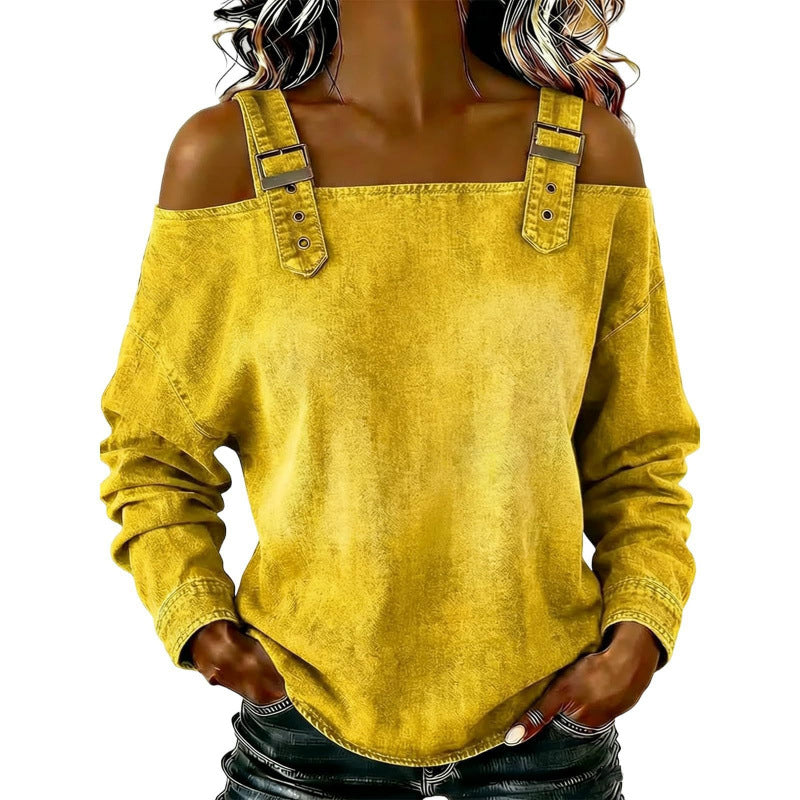 👕✨ 50% RABATT! Damen Denim-Top mit breiten Trägern & Off-Shoulder-Ausschnitt – Lässig, sommerlich & perfekt für heiße Tage ☀️