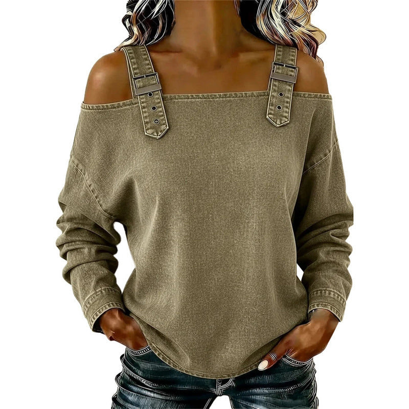 👕✨ 50% RABATT! Damen Denim-Top mit breiten Trägern & Off-Shoulder-Ausschnitt – Lässig, sommerlich & perfekt für heiße Tage ☀️