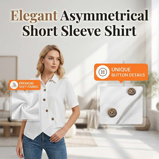 Asymmetrisches Kurzarmhemd mit Knöpfen für Damen