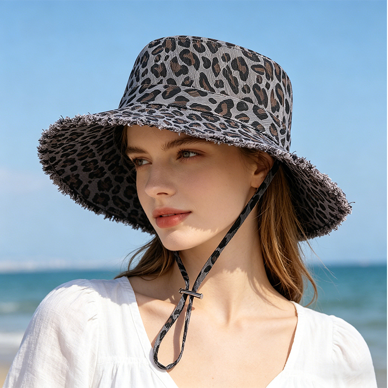 Sonnenhut mit Leopardenmuster für Damen
