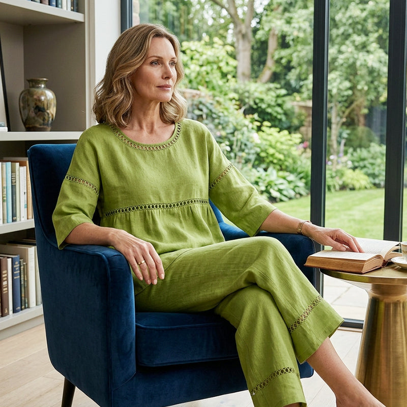 🔥Neuheiten: 50 % Rabatt!!🔥Lässiges 2-teiliges Set für Damen mit Lochstickerei-Details