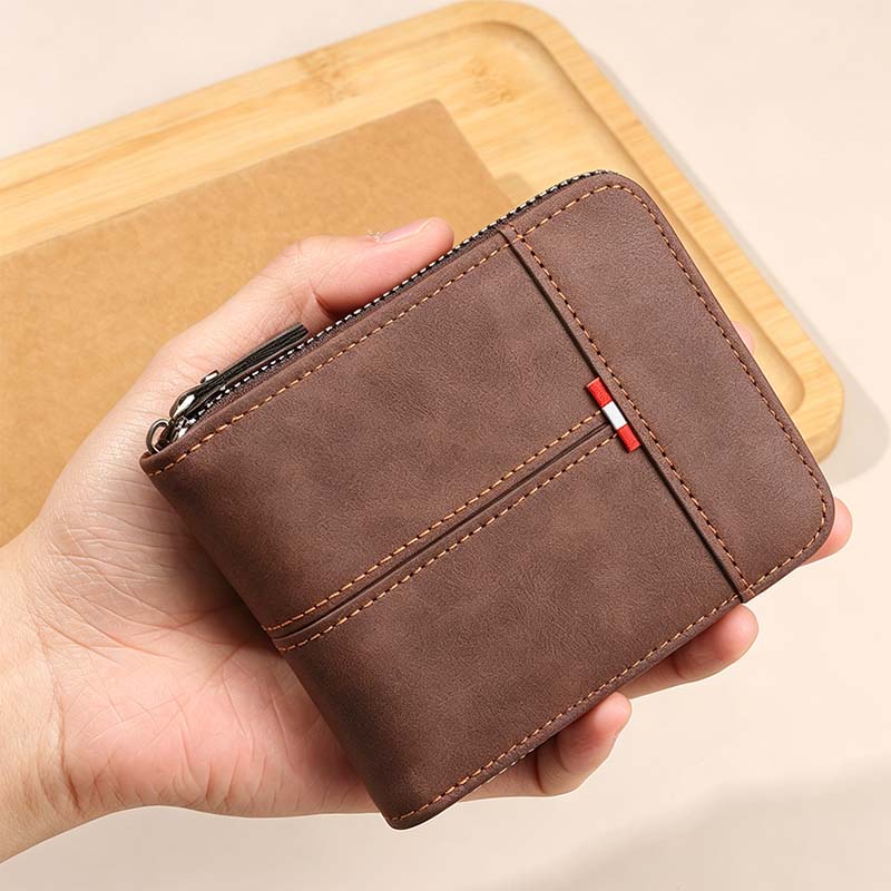 👛 BEFRISTETES ANGEBOT: 50% RABATT! ✨ Herren PU-Leder Geldbörse – Rundum-Reißverschluss, 4 Farben, 11,5x9,5 cm 🤵