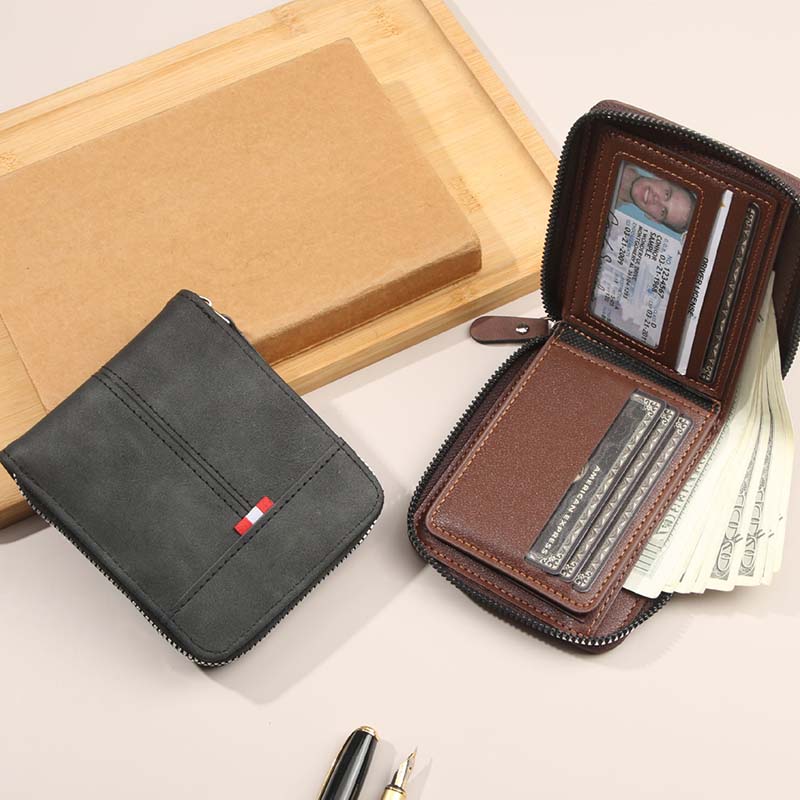 👛 BEFRISTETES ANGEBOT: 50% RABATT! ✨ Herren PU-Leder Geldbörse – Rundum-Reißverschluss, 4 Farben, 11,5x9,5 cm 🤵