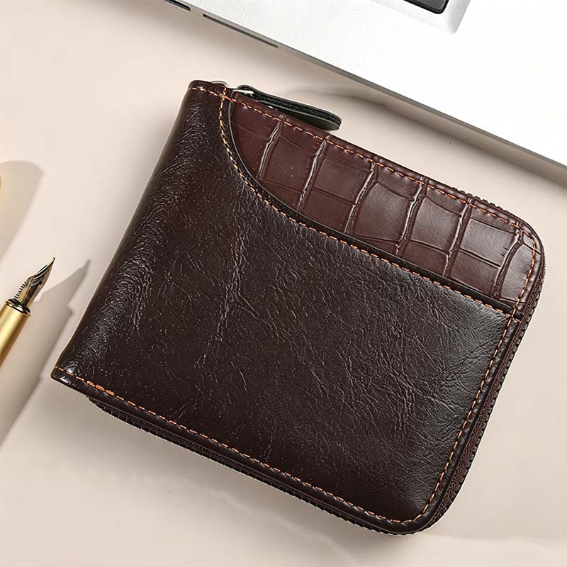 👛 BEFRISTETES ANGEBOT: 50% RABATT! ✨ Herren PU-Leder Geldbörse – Rundum-Reißverschluss, 4 Farben, 11,5x9,5 cm 🤵