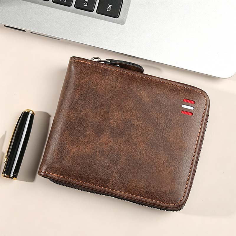 👛 BEFRISTETES ANGEBOT: 50% RABATT! ✨ Herren PU-Leder Geldbörse – Rundum-Reißverschluss, 4 Farben, 11,5x9,5 cm 🤵