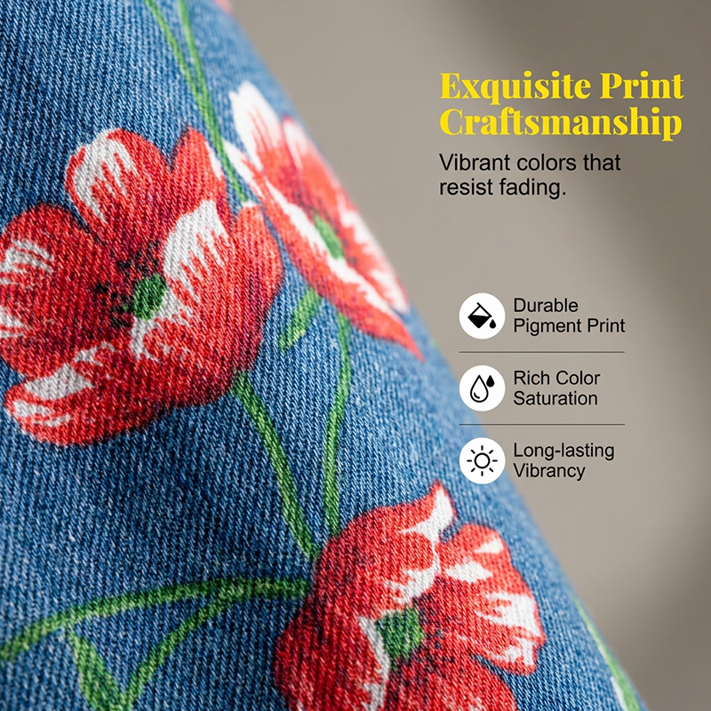 Jeans-Latzhose für Damen mit Blumenmuster