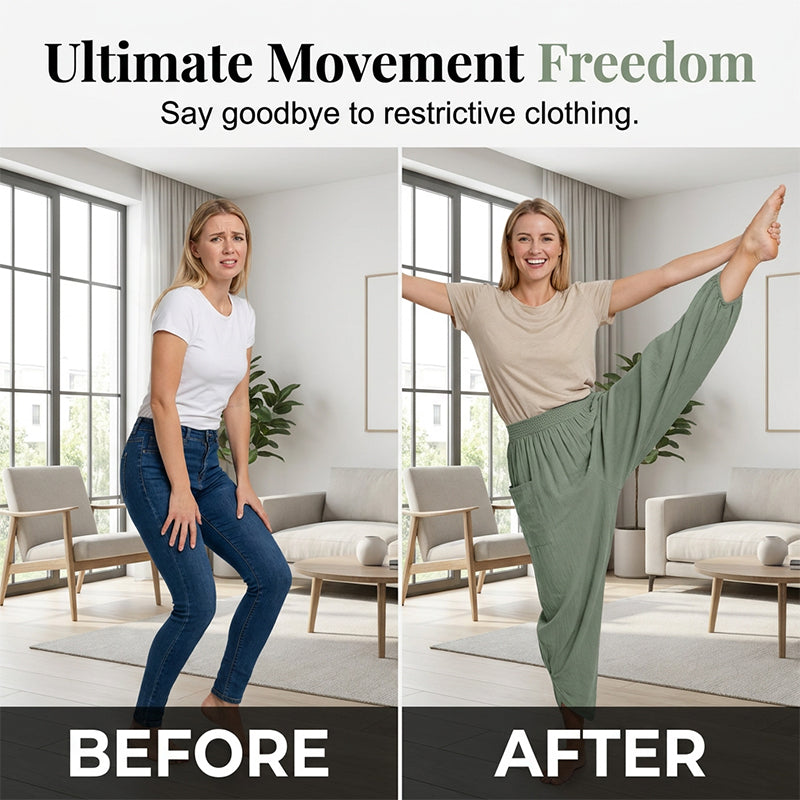 Damen Freizeit Harem-Hose aus Leinen-Mischung