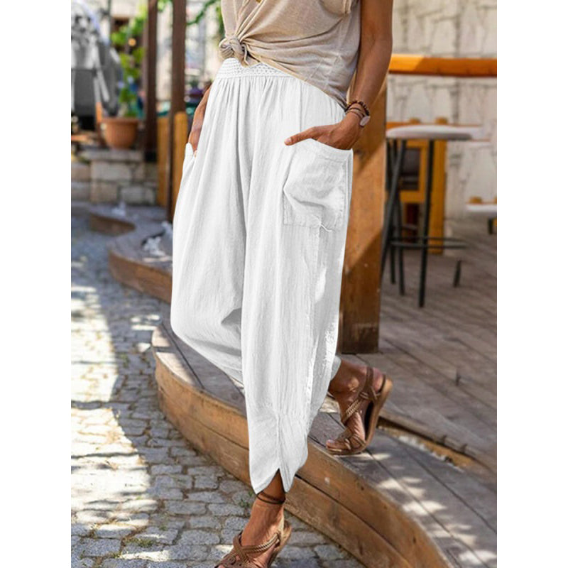 Damen Freizeit Harem-Hose aus Leinen-Mischung