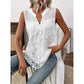 👚 50% RABATT! 🌸 Schickes ärmelloses Damenhemd mit Blumenmuster und Spitze – Feminin, luftig & vielseitig – perfekt für heiße Tage, Büro oder einen romantischen Look ✨