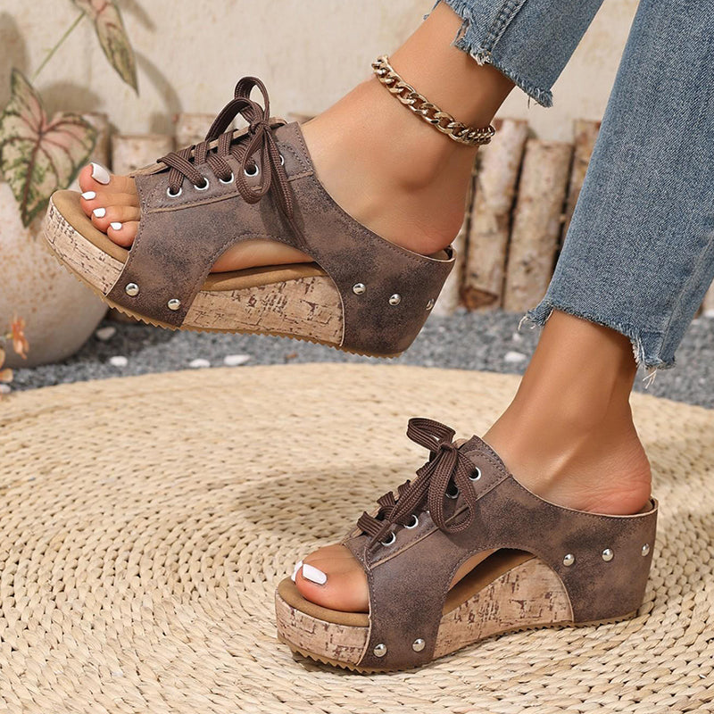 Women's Peep-Toe Platform Wedge Sandals