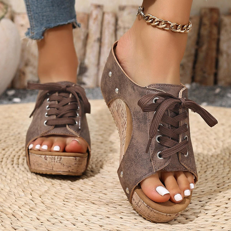 Women's Peep-Toe Platform Wedge Sandals